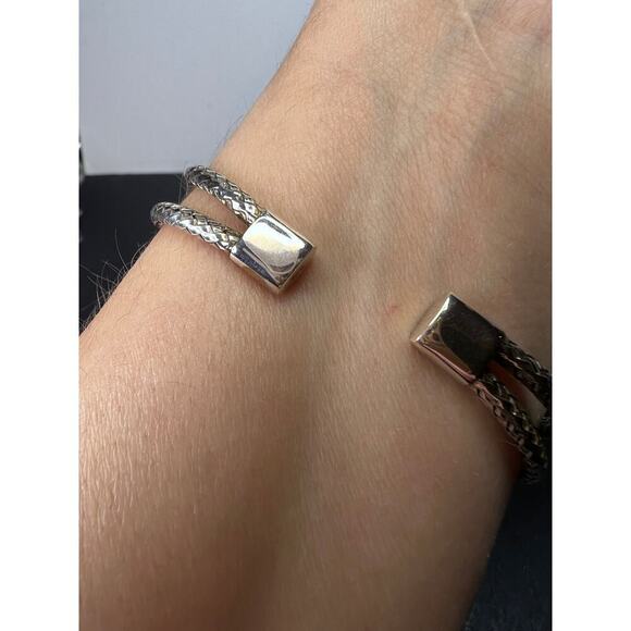 Sterling silver adjustable station cuff bracelet - Picture 4 of 11